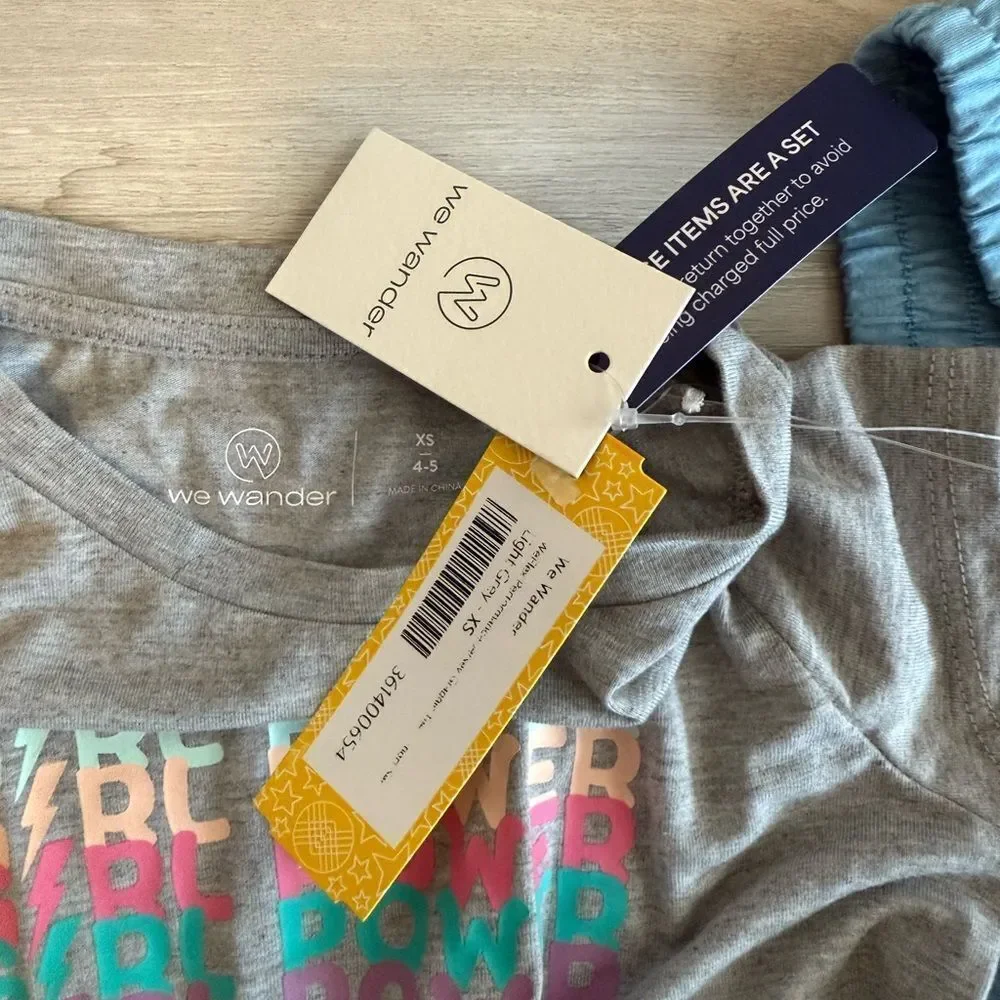 We Wander Performance Graphic Tee and Short Set Grey XS NWT